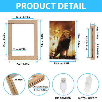 Jesus's Hand Lion Of Judah Crosses Art Frame Lamp - Jesus Portrait Frame Lamp Prints - Christian Art