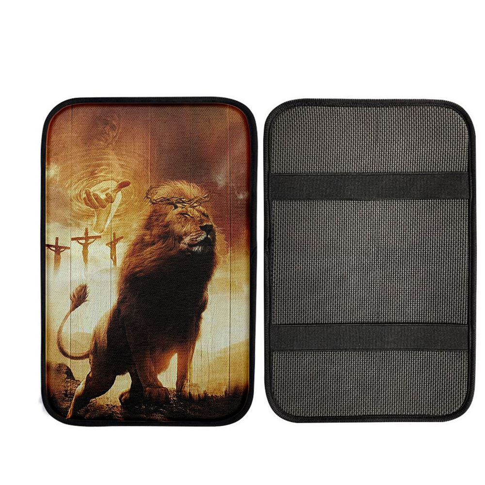 Jesus's Hand Lion Of Judah Crosses Car Center Console Cover, God Car Armrest Accessories