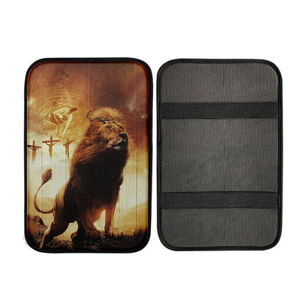 Jesus's Hand Lion Of Judah Crosses Car Center Console Cover, God Car Armrest Accessories