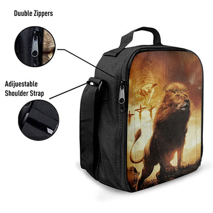 Jesus's Hand Lion Of Judah Crosses Lunch Bag, Christian Lunch Box For School, Picnic