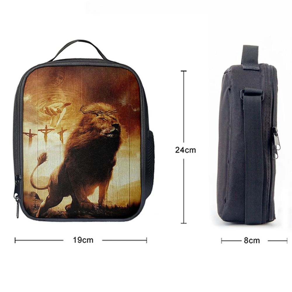 Jesus's Hand Lion Of Judah Crosses Lunch Bag, Christian Lunch Box For School, Picnic
