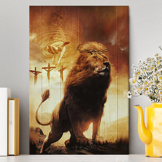 Jesus's Hand Lion Of Judah Crosses Wall Art Canvas - Jesus Portrait Canvas Prints - Christian Wall Art