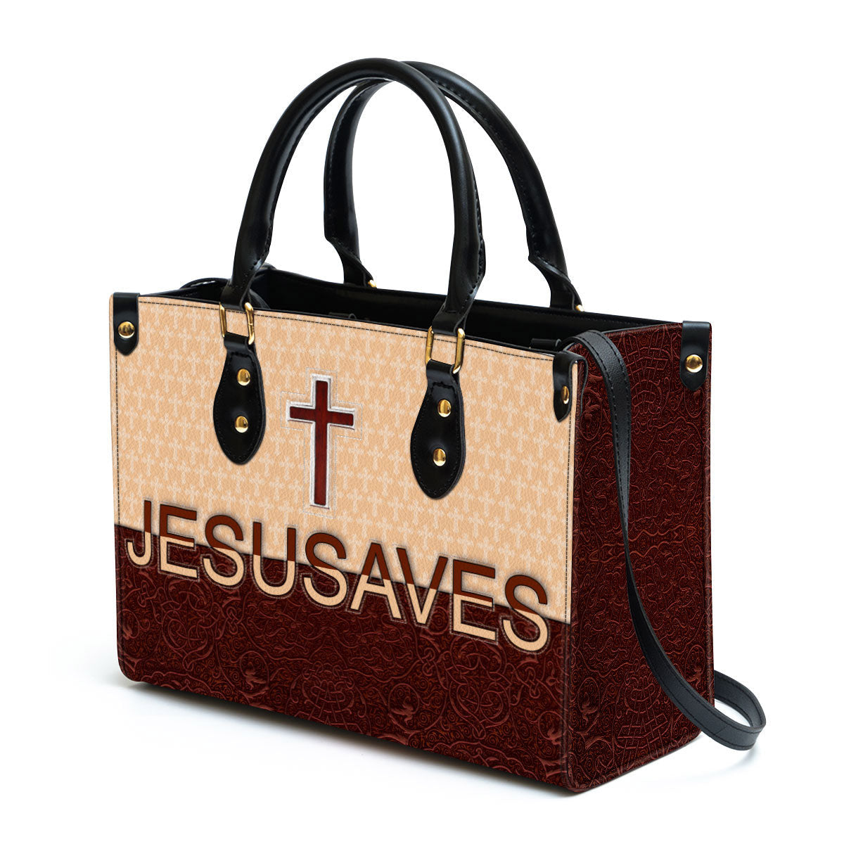 Jesusaves Cross Leather Handbag, Religious Gifts For Women, Women Pu Leather Bag