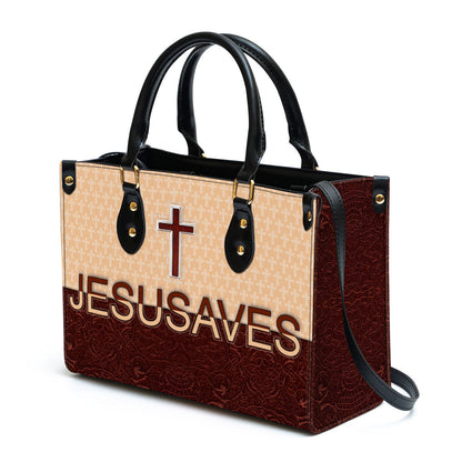 Jesusaves Cross Leather Handbag, Religious Gifts For Women, Women Pu Leather Bag