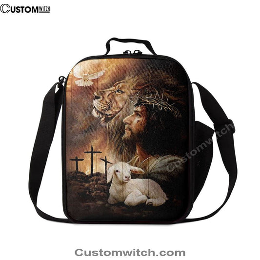 Jeus Lion Of Judah Lamb Of God Dove Of Peace Lunch Bag, Christian Lunch Box For School, Picnic