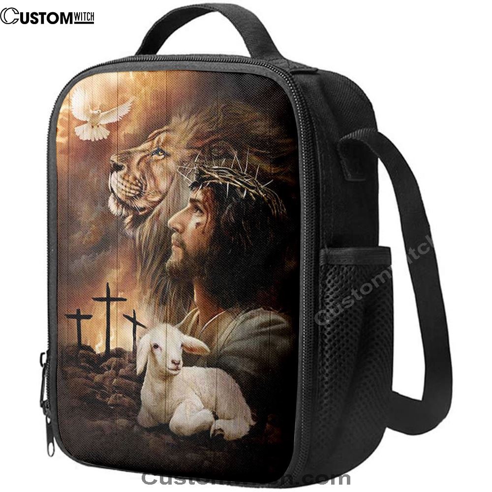 Jeus Lion Of Judah Lamb Of God Dove Of Peace Lunch Bag, Christian Lunch Box For School, Picnic