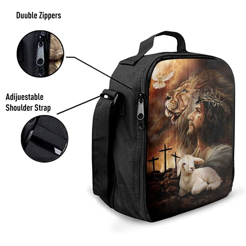 Jeus Lion Of Judah Lamb Of God Dove Of Peace Lunch Bag, Christian Lunch Box For School, Picnic