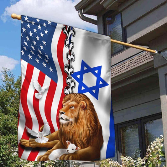 Jewish Israel Lion Of Judah Israel American Flag, Outdoor House Flags, Christian Flag, Scripture Flag, Garden Banner