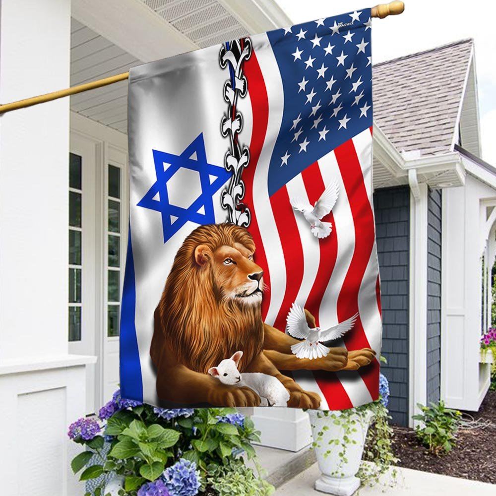 Jewish Israel Lion Of Judah Israel American Flag, Outdoor House Flags, Christian Flag, Scripture Flag, Garden Banner