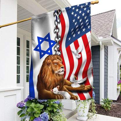 Jewish Israel Lion Of Judah Israel American Flag, Outdoor House Flags, Christian Flag, Scripture Flag, Garden Banner