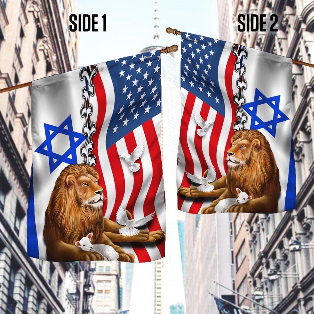 Jewish Israel Lion Of Judah Israel American Flag, Outdoor House Flags, Christian Flag, Scripture Flag, Garden Banner