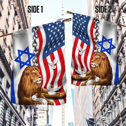 Jewish Israel Lion Of Judah Israel American Flag, Outdoor House Flags, Christian Flag, Scripture Flag, Garden Banner