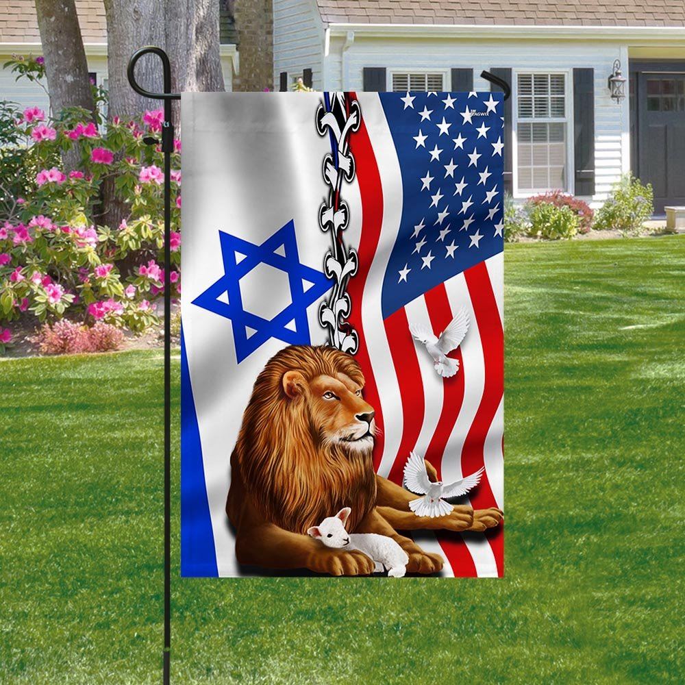 Jewish Israel Lion Of Judah Israel American Flag, Outdoor House Flags, Christian Flag, Scripture Flag, Garden Banner