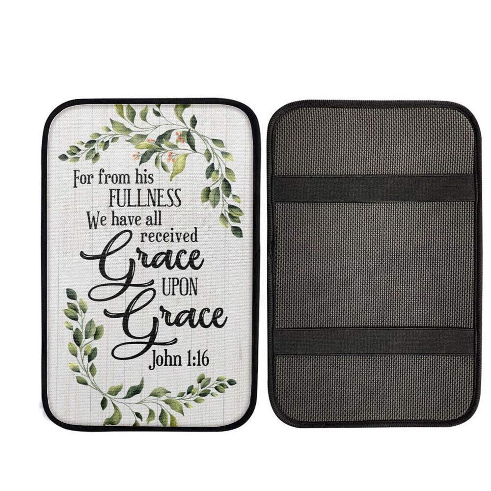 John 116 Esv Grace Upon Grace Bible Verse Car Center Console Cover, Christian Car Interior Accessories