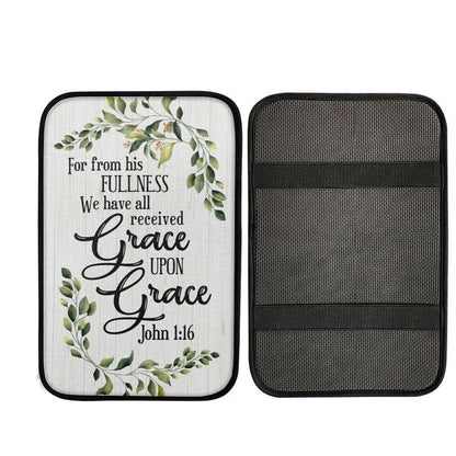 John 116 Esv Grace Upon Grace Bible Verse Car Center Console Cover, Christian Car Interior Accessories