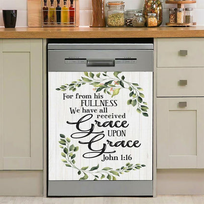 John 116 Esv Grace Upon Grace Bible Verse Dishwasher Cover, Bible Verse Dishwasher Wrap, Scripture Kitchen Decoration