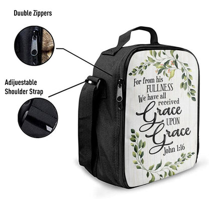 John 116 Esv Grace Upon Grace Bible Verse Lunch Bag Art, Christian Lunch Box For School, Picnic