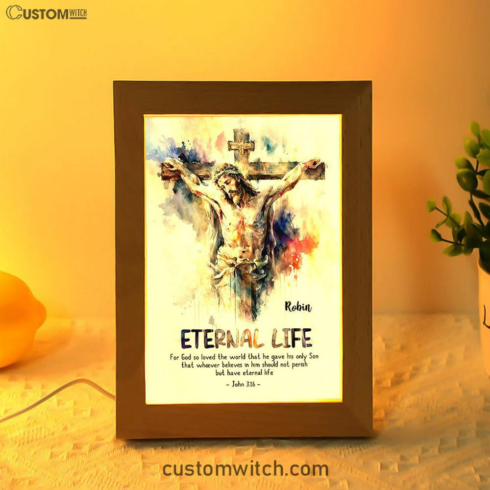 John 316 For God So Loved The World Personalized Frame Lamp Art - Christian Night Light - Bible Verse Gift For Women Of God