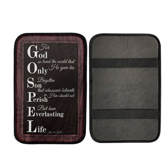 John 316 Kjv For God So Loved The World Scripture Car Center Console Cover, Cross Car Interior Accessories