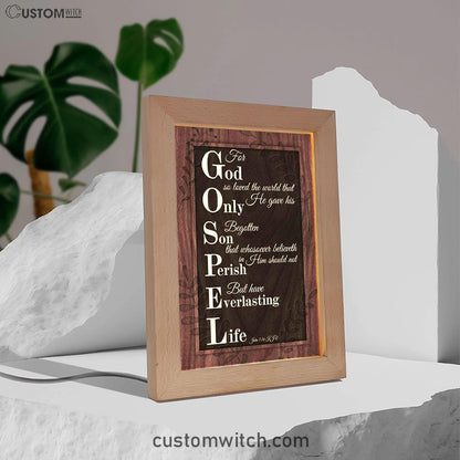John 316 Kjv For God So Loved The World Scripture Frame Lamp Prints - Bible Verse Decor - Scripture Art