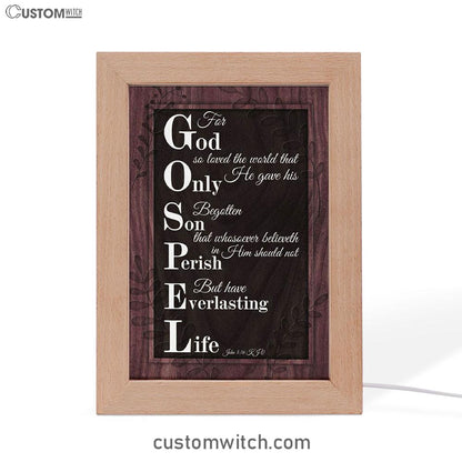 John 316 Kjv For God So Loved The World Scripture Frame Lamp Prints - Bible Verse Decor - Scripture Art