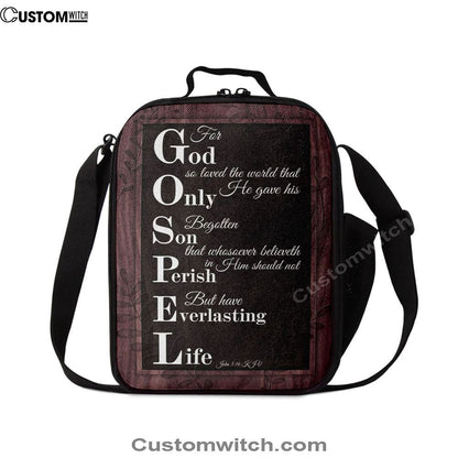 John 316 Kjv For God So Loved The World Scripture Lunch Bag, Christian Lunch Box For School, Picnic