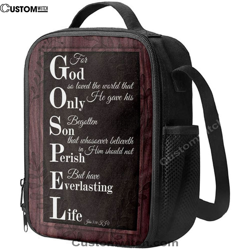 John 316 Kjv For God So Loved The World Scripture Lunch Bag, Christian Lunch Box For School, Picnic