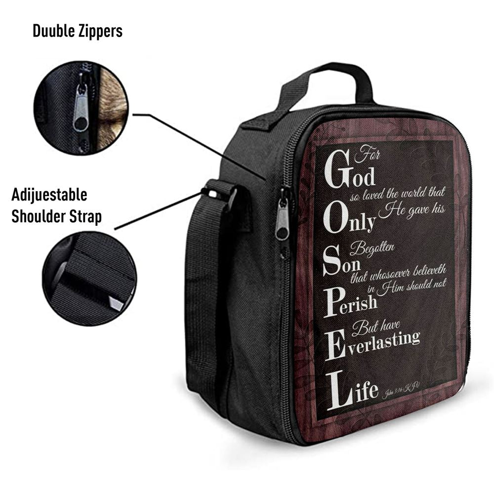 John 316 Kjv For God So Loved The World Scripture Lunch Bag, Christian Lunch Box For School, Picnic