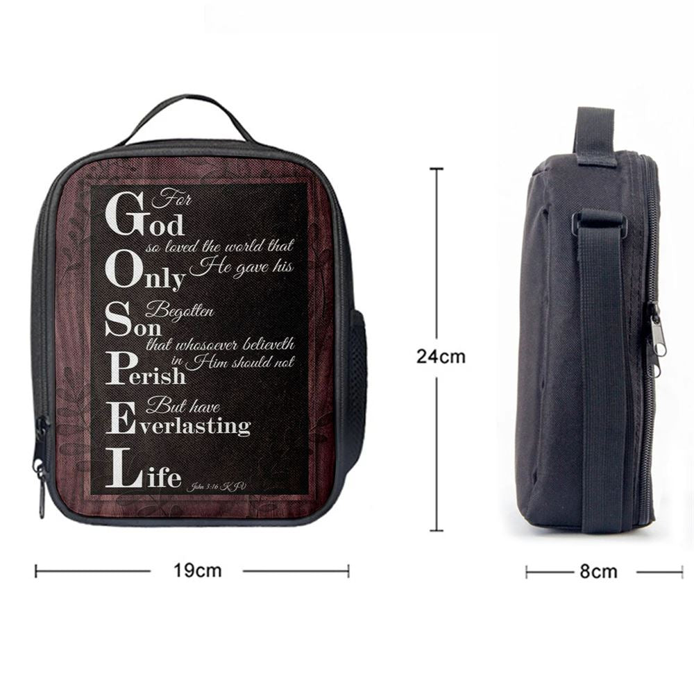 John 316 Kjv For God So Loved The World Scripture Lunch Bag, Christian Lunch Box For School, Picnic