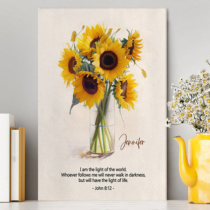 John 81 I Am The Light Of The World Personalized Canvas Wall Art - Christian Canvas Prints - Bible Verse Gift For Women Of God