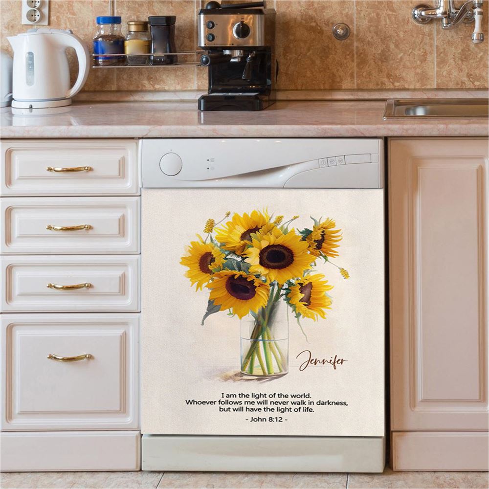 John 81 I Am The Light Of The World Personalized Dishwasher Cover, Christian Dishwasher Wrap, Bible Verse Gift For Women Of God