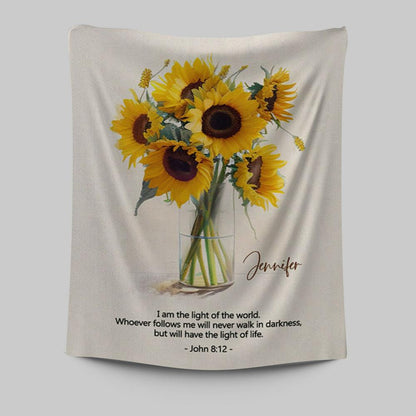 John 81 I Am The Light Of The World Personalized Tapestry Wall Art - Christian Tapestries Prints - Bible Verse Gift For Women Of God