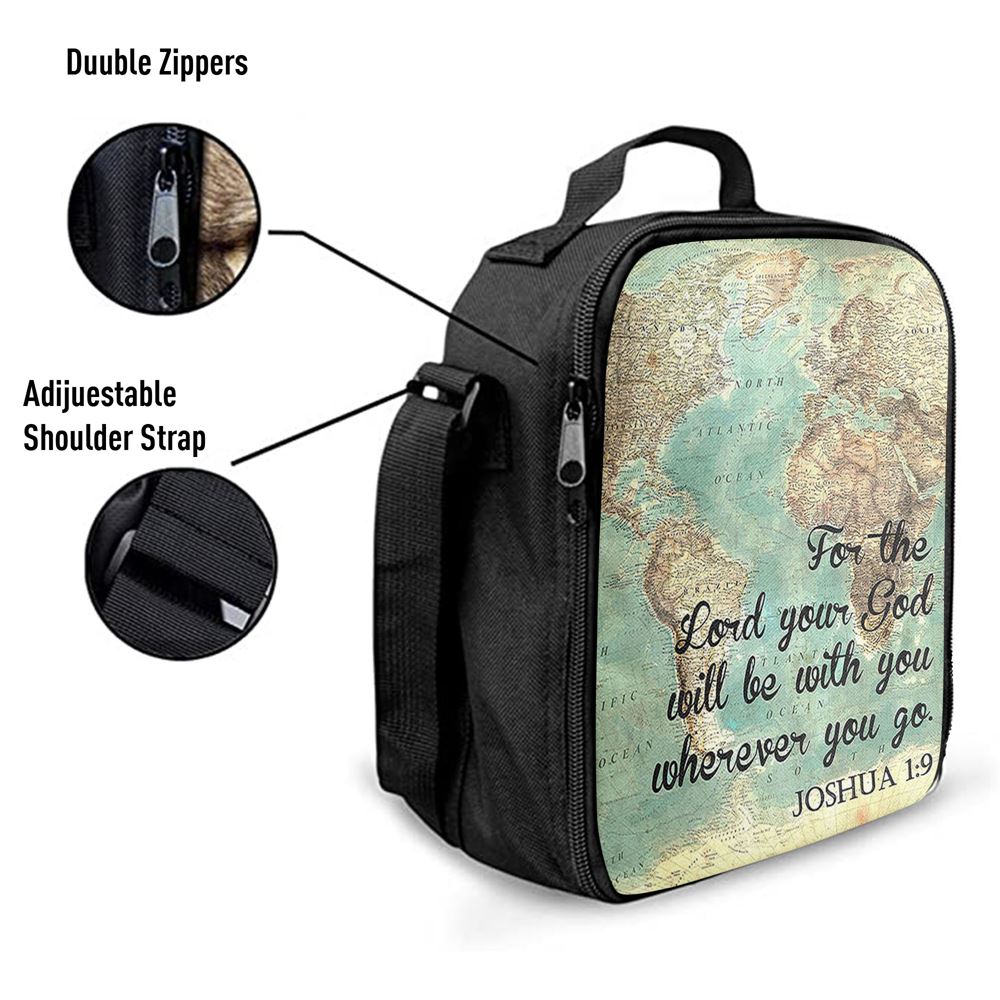 Joshua 1 9 The Lord Will Be With You Wherever You Go Lunch Bag, Christian Lunch Box For School, Picnic