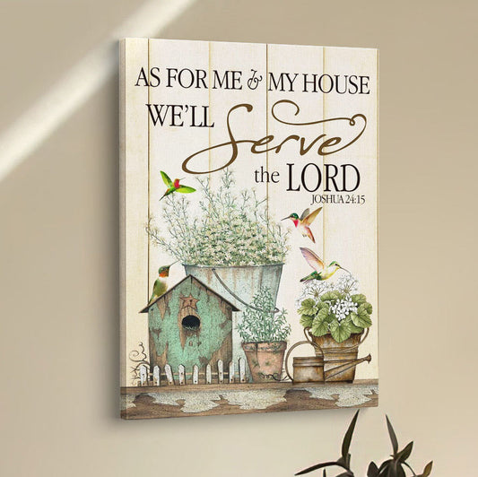 Joshua 2415 As For Me And My House Floral Hummingbird Canvas Prints - Bible Verse Wall Decor - Scripture Wall Art