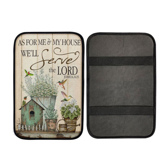 Joshua 2415 As For Me And My House Floral Hummingbird Car Center Console Cover, Christian Car Interior Accessories