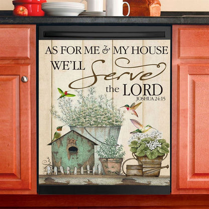 Joshua 2415 As For Me And My House Floral Hummingbird Dishwasher Cover, Bible Verse Dishwasher Wrap, Scripture Kitchen Decoration