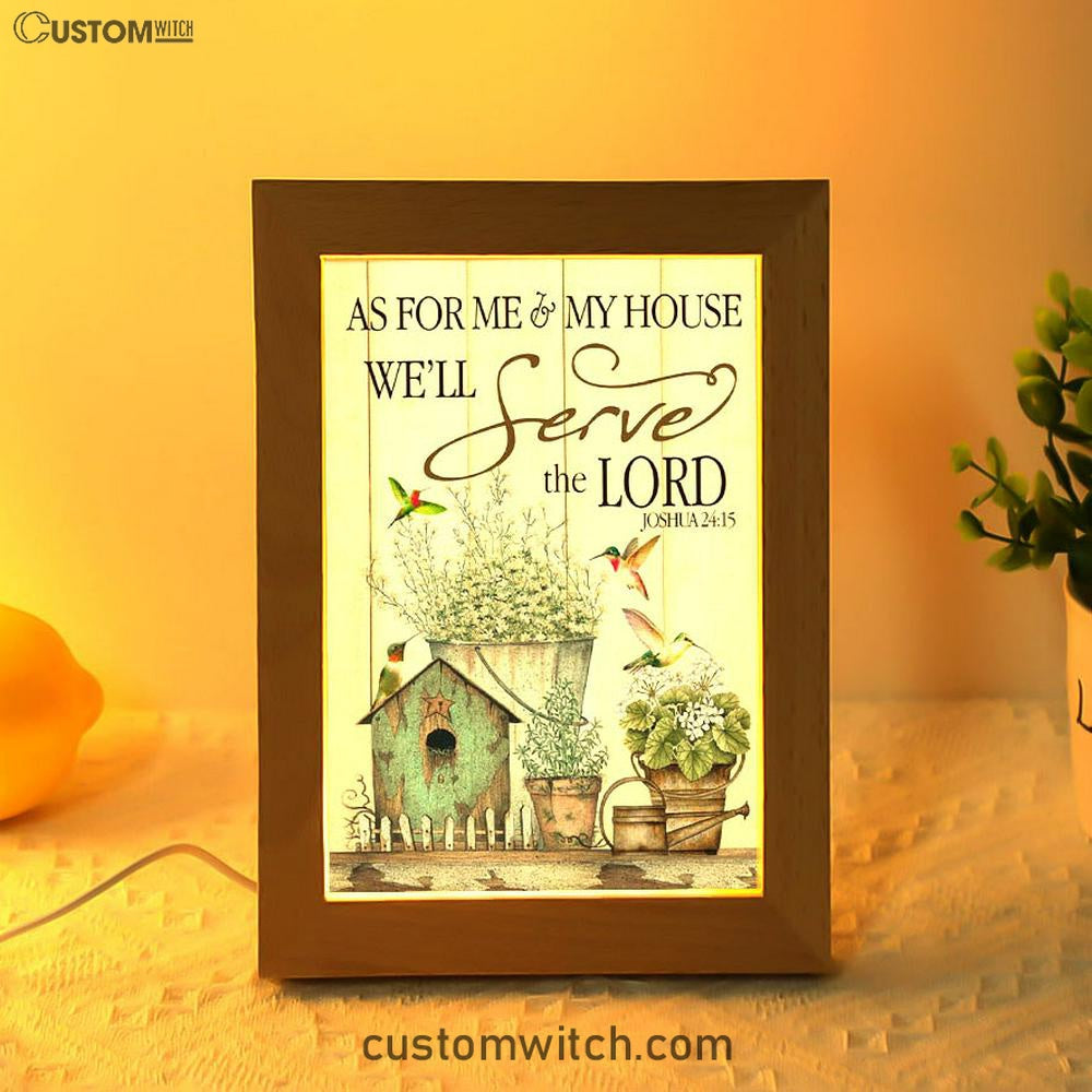 Joshua 2415 As For Me And My House Floral Hummingbird Frame Lamp Prints - Bible Verse Decor - Scripture Art