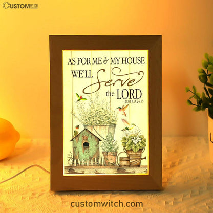 Joshua 2415 As For Me And My House Floral Hummingbird Frame Lamp Prints - Bible Verse Decor - Scripture Art