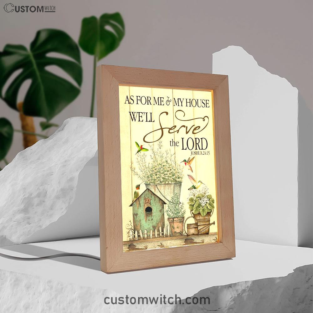 Joshua 2415 As For Me And My House Floral Hummingbird Frame Lamp Prints - Bible Verse Decor - Scripture Art