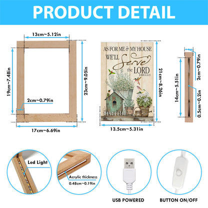 Joshua 2415 As For Me And My House Floral Hummingbird Frame Lamp Prints - Bible Verse Decor - Scripture Art