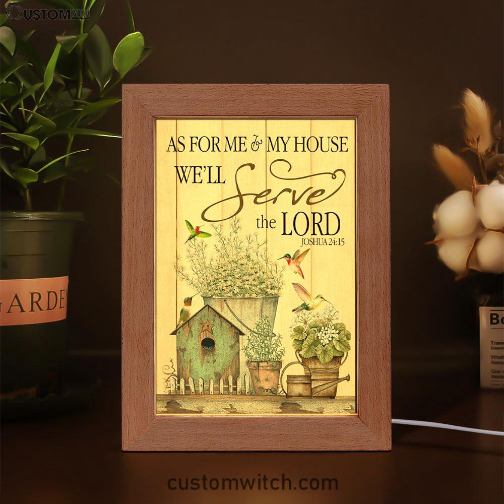 Joshua 2415 As For Me And My House Floral Hummingbird Frame Lamp Prints - Bible Verse Decor - Scripture Art