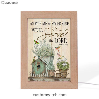 Joshua 2415 As For Me And My House Floral Hummingbird Frame Lamp Prints - Bible Verse Decor - Scripture Art