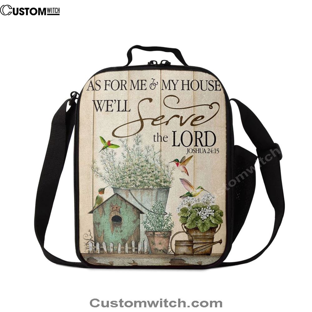 Joshua 2415 As For Me And My House Floral Hummingbird Lunch Bag, Christian Lunch Box For School, Picnic