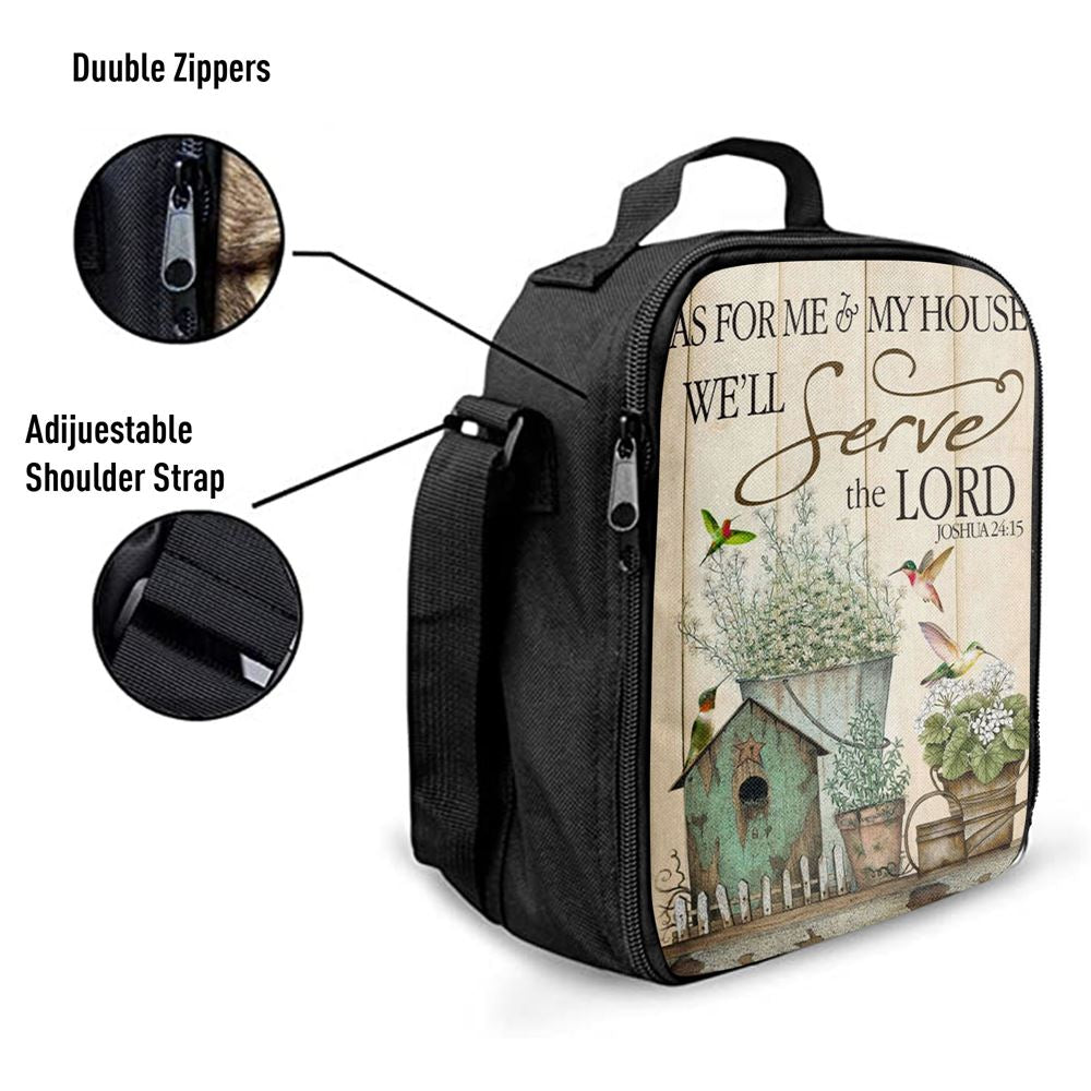 Joshua 2415 As For Me And My House Floral Hummingbird Lunch Bag, Christian Lunch Box For School, Picnic