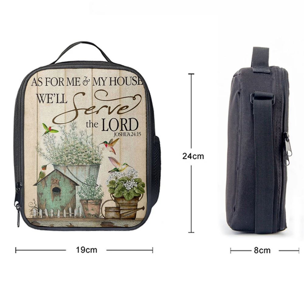 Joshua 2415 As For Me And My House Floral Hummingbird Lunch Bag, Christian Lunch Box For School, Picnic