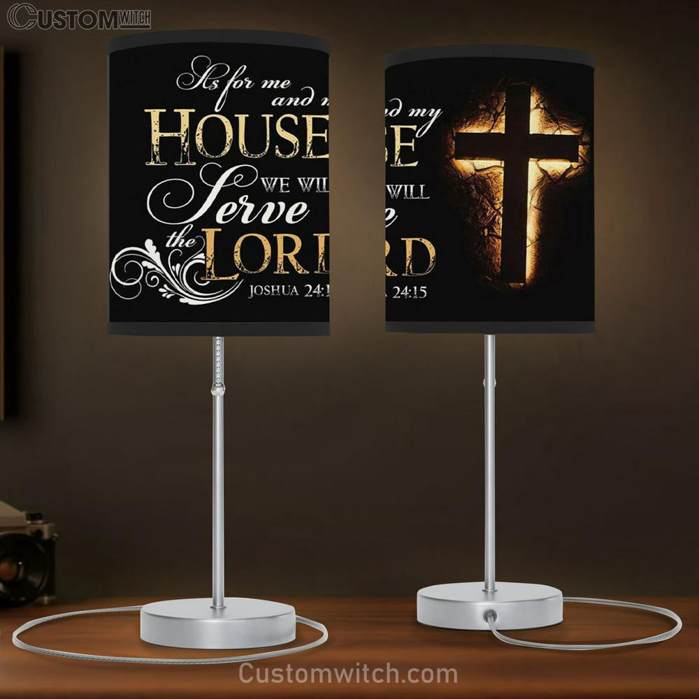 Joshua 2415 Table Lamb Gift - Bible Verse Table Lamb Gift Print - Christian Bedroom Decor