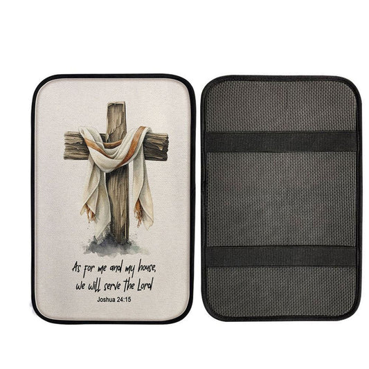 Joshua 415 We Will Serve The Lord Car Center Console Cover - Bible Verse Gift For Women Of God, God Car Armrest Accessories