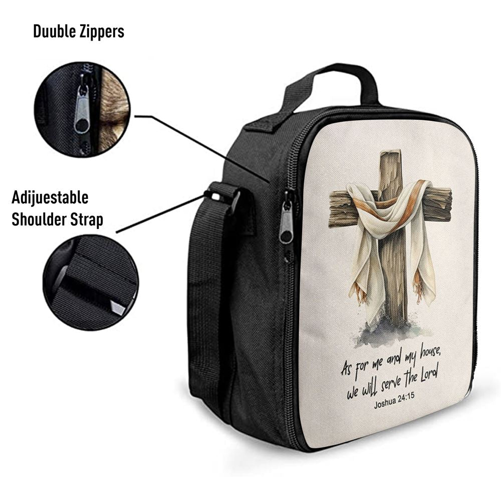 Joshua 415 We Will Serve The Lord Lunch Bag - Bible Verse Gift For Women Of God, Christian Lunch Box For School, Picnic