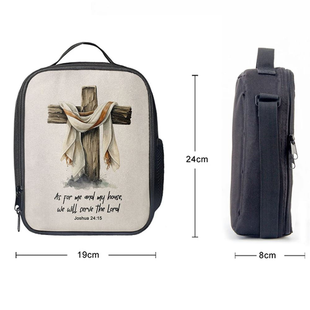 Joshua 415 We Will Serve The Lord Lunch Bag - Bible Verse Gift For Women Of God, Christian Lunch Box For School, Picnic