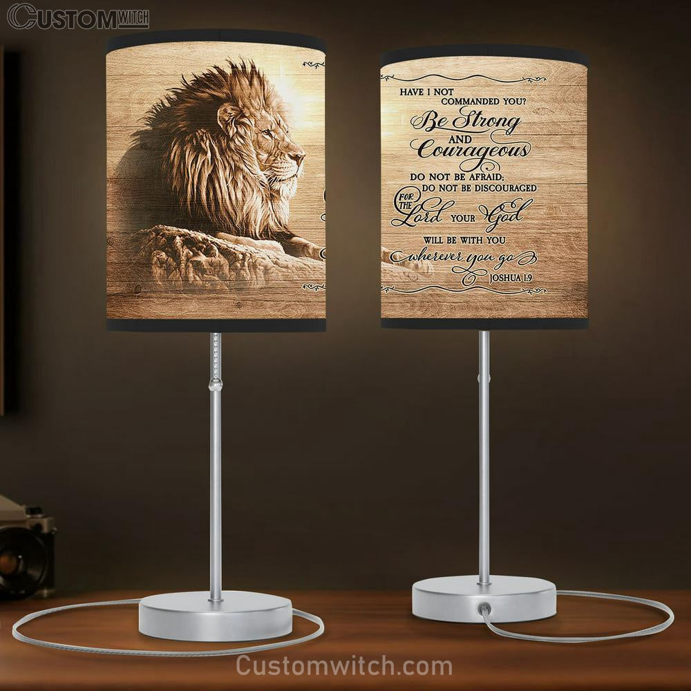 Joshua 9 Be Strong And Courageous Do Not Be Frightened Lion Of Judah - Jesus Table Lamb Art - Christian Lamb Gift Decor - Bible Verse Table Lamb